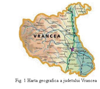 Text Box: 
Fig. 1 Harta geografica a judetului Vrancea
