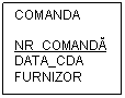 Text Box: COMANDA

NR_COMANDĂ
DATA_CDA
FURNIZOR
