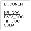 Text Box: DOCUMENT

NR_DOC
DATA_DOC
TIP_DOC
SUMA

