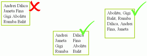 Diverse modalitati de afisare a unei liste de persoane