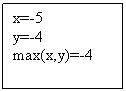 Text Box: x=-5
y=-4
max(x,y)=-4

