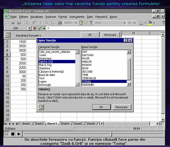 NOTIUNI DESPRE FORMULE SI FUNCTII EXCEL