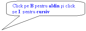 Rounded Rectangular Callout: Click pe B pentru aldin si click pe I  pentru cursiv