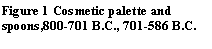Text Box: Figure 8 Cosmetic palette and spoons,800-701 B.C., 701-586 B.C. 

