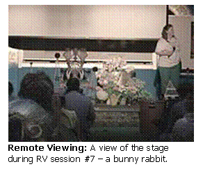 Text Box:  
Remote Viewing: A view of the stage during RV session #7 - a bunny rabbit.
