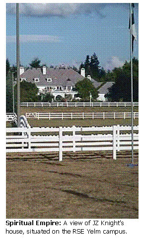 Text Box:  
Spiritual Empire: A view of JZ Knight's house, situated on the RSE Yelm campus.
