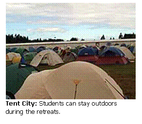 Text Box:  
Tent City: Students can stay outdoors during the retreats.
