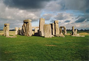 Stonehenge, a Neolithic and Bronze Age megalithic monument in Wiltshire, thought to have been erected c. 2000-2500 BC