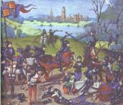 Fifteenth-century miniature depicting the English victory over France at the Battle of Agincourt.