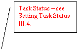 Line Callout 2: Task Status - see Setting Task Status III.4.