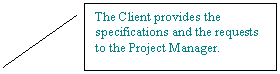 Line Callout 2: The Client provides the specifications and the requests to the Project Manager. 