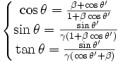 left{begin costheta=frac sintheta=frac tantheta=frac endright.